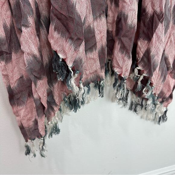 Free People Morning Glow Kimono Fringe Check Print One Size - Picture 7 of 7